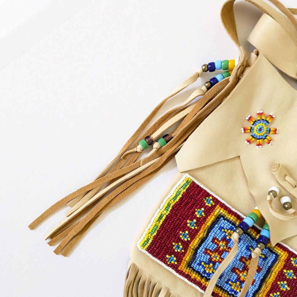 Doug Fast Horse Oglala Lakota Native American Beaded Leather Fringe Shoulder Bag - Picture 8 of 16